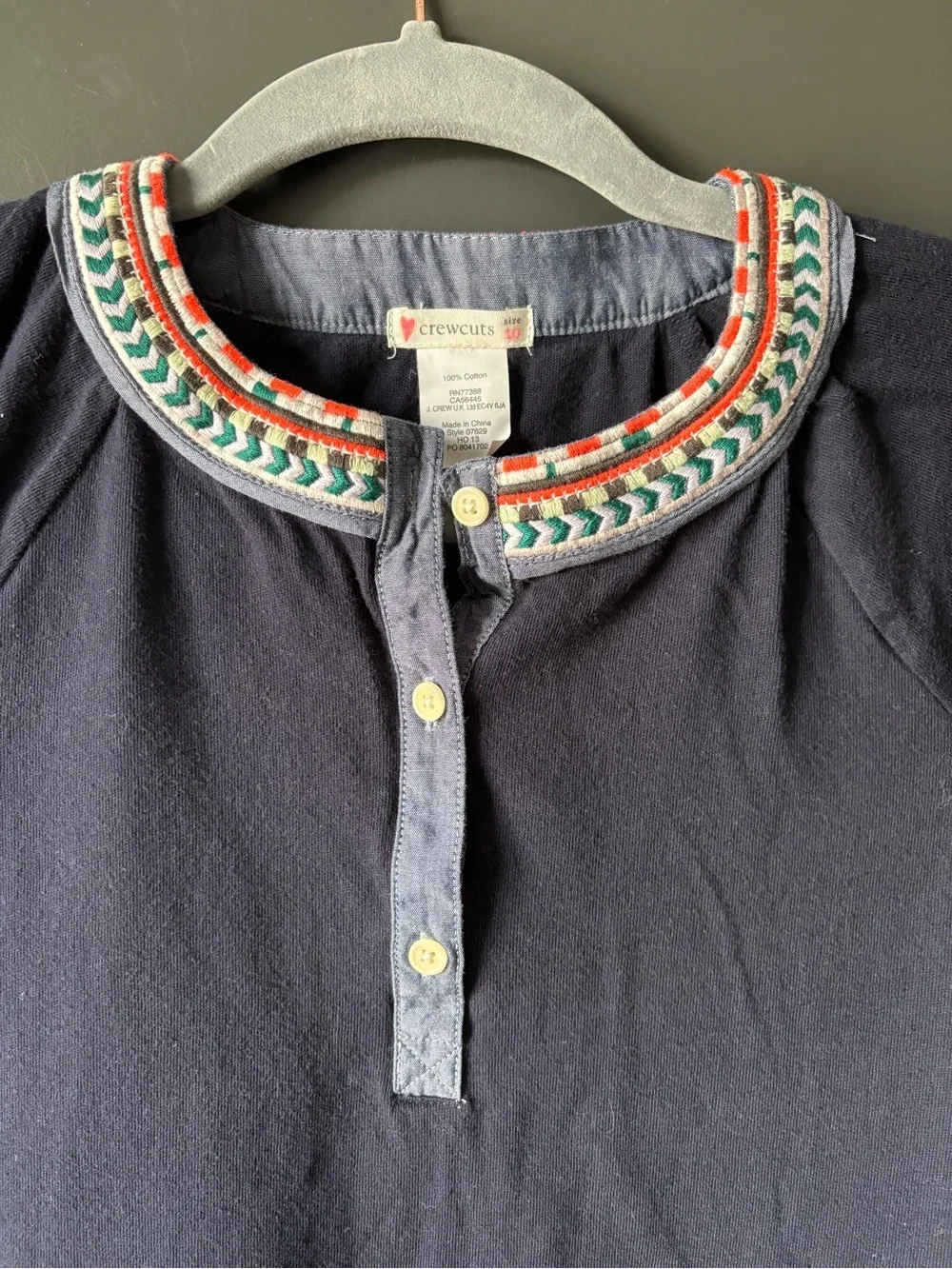 J. Crew Crewcuts Navy Tunic with Embroidered Accent
